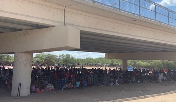 More than 4,500 people are staying in an impromptu migrant camp under a bridge in Del Rio, Texas. (Courtesy of the Val Verde County Sheriff&#39;s Office)