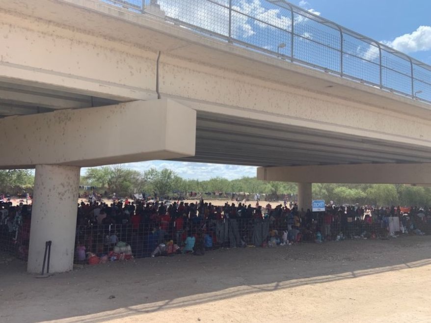 More than 4,500 people are staying in an impromptu migrant camp under a bridge in Del Rio, Texas. (Courtesy of the Val Verde County Sheriff&#x27;s Office)