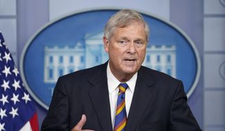 Agriculture Secretary Tom Vilsack speaks during the daily briefing at the White House in Washington, Wednesday, Sept. 8, 2021. (AP Photo/Susan Walsh)