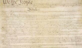 This photo made available by the U.S. National Archives shows a portion of the first page of the United States Constitution. Sotheby&#39;s announced Friday that in November it will put up for auction one of just 11 surviving copies of the Constitution from the official first printing produced for the delegates to the Constitutional Convention and for the Continental Congress. It&#39;s the only copy that remains in private hands and has an estimate of $15 million-$20 million. (National Archives via AP)