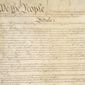 This photo made available by the U.S. National Archives shows a portion of the first page of the United States Constitution. (National Archives via AP) ** FILE **