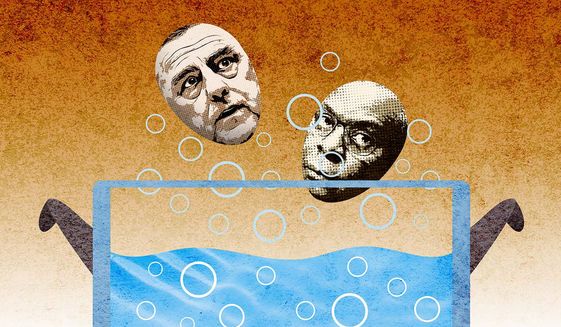 Milley and Austin In Hot Water Illustration by Greg Groesch/The Washington Times