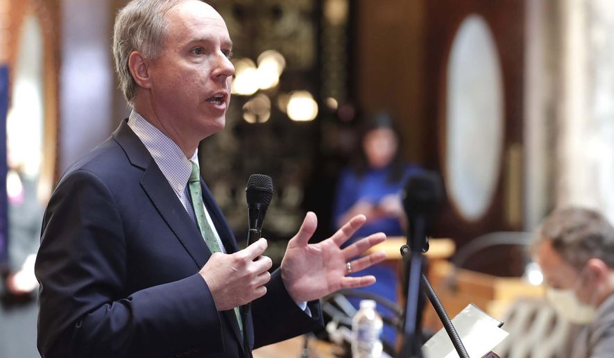 In this April 14, 2020, photo, Wisconsin Assembly Speaker Robin Vos speaks at the state Capitol in Madison, Wis. The most closely watched attempts by Republicans to investigate and turn up widespread fraud in a battleground state lost by former President Donald Trump in last year&#39;s presidential contest is coming to an embarrassing end in Arizona, but their efforts are crank up in other states, barely a year from the 2022 midterms. (Rick Wood/Milwaukee Journal-Sentinel via AP) **FILE**