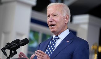 President Joe Biden delivers remarks on COVID-19 during an event in the South Court Auditorium on the White House campus, Monday, Sept. 27, 2021, in Washington. (AP Photo/Evan Vucci)