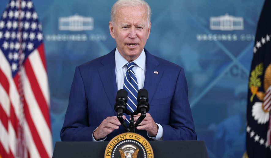 President Joe Biden delivers remarks on COVID-19 during an event in the South Court Auditorium on the White House campus, Monday, Sept. 27, 2021, in Washington. (AP Photo/Evan Vucci)