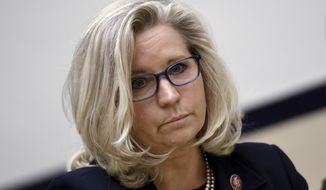 In this file photo, Rep. Liz Cheney, R-Wyo., listens during the House Armed Services Committee hearing on the conclusion of military operations in Afghanistan, Wednesday, Sept. 29, 2021, on Capitol Hill in Washington. Mrs. Cheney, who will face a Trump-endorsed primary challenger in the 2022 election, pulled in over $1.7 million over the last three months, reported the Casper [Wyo.] Star-Tribune. Her campaign also reportedly also has $3.7 million cash-on-hand. (Olivier Douliery/Pool via AP)  **FILE**
