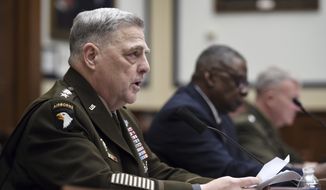 Gen. Mark Milley, chairman of the Joint Chiefs of Staff, testifies before the House Armed Services Committee on the conclusion of military operations in Afghanistan, Wednesday, Sept. 29, 2021, on Capitol Hill in Washington. (Olivier Douliery/Pool via AP)