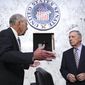 Senate Judiciary Committee Ranking Member Sen. Chuck Grassley, R-Iowa, left, speaks with Chairman Sen. Dick Durbin, D-Ill., prior to a Senate Judiciary Committee hearing to examine Texas&#39;s abortion law, Wednesday, Sept. 29, 2021 on Capitol Hill in Washington. (Tom Brenner/Pool via AP)