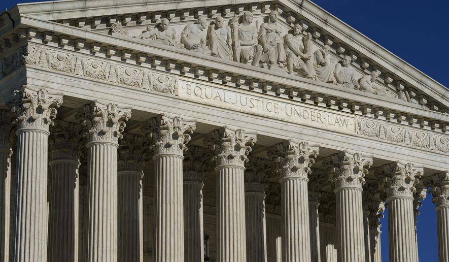 This Friday, Sept. 3, 2021, photo shows the Supreme Court in Washington. (AP Photo/J. Scott Applewhite) ** FILE **