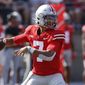 Ohio State quarterback C.J. Stroud drops back to pass against Tulsa during the first half of an NCAA college football game Saturday, Sept. 18, 2021, in Columbus, Ohio. (AP Photo/Jay LaPrete) **FILE**