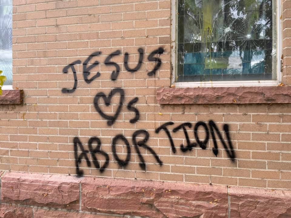 Boulders Sacred Heart of Mary Catholic Church vandalized, defaced by pro-abortion graffiti