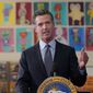 Gov. Gavin Newsom speaks at a news conference at James Denman Middle School in San Francisco, Friday, Oct. 1, 2021. California has announced the nation&#39;s first coronavirus vaccine mandate for schoolchildren.  Newsom said Friday that the mandate won&#39;t take effect until the COVID-19 vaccine has received final approval from the U.S. government for various grade levels.   (AP Photo/Jeff Chiu)