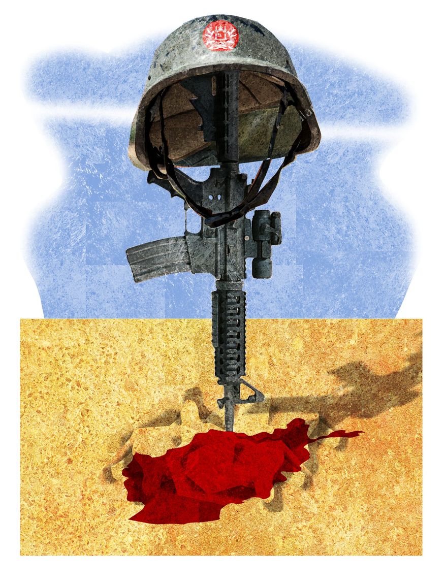 Illustration on the Afghanistan military by Alexander Hunter/The Washington Times