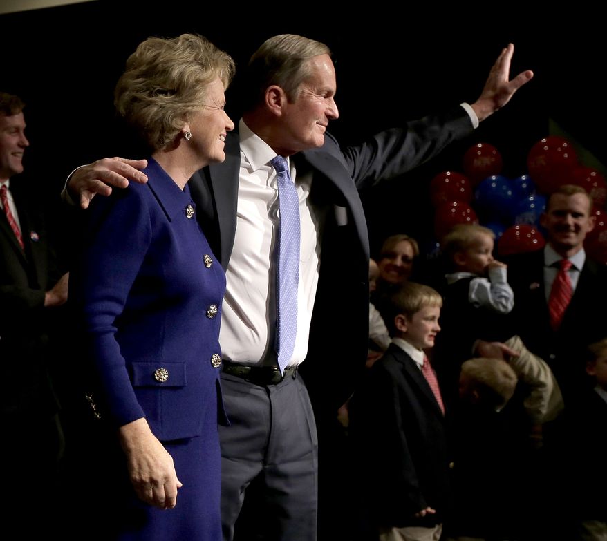 In this Nov. 6, 2012 file photo, then-U.S. Senate candidate, Rep. Todd Akin, R-Mo., and his wife Lulli wave to supporters after Akin gave his concession speech to U.S. Sen. Claire McCaskill, D-Mo. in Chesterfield, Mo. Akin, whose comment that women&#39;s bodies have a way of avoiding pregnancies in cases of &quot;legitimate rape&quot; sunk his bid for the U.S. Senate and became a cautionary tale for other GOP candidates, has died. He was 74. (AP Photo/Charlie Riedel, File)