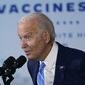 President Joe Biden speaks about COVID-19 vaccinations after touring a Clayco Corporation construction site for a Microsoft data center in Elk Grove Village, Ill., Thursday, Oct. 7, 2021. (AP Photo/Susan Walsh)