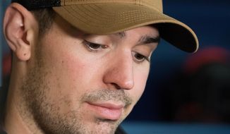 Montreal Canadiens goaltender Carey Price speaks to reporters during an end of season news conference in Brossard, Quebec, in this Monday, April 9, 2018, file photo. Canadiens goaltender Carey Price has voluntarily entered the NHL/NHL Players’ Association joint player assistance program, a stunning announcement Thursday, Oct. 7, 2021, less than a week before the season begins and just three months after he backstopped Montreal to the Stanley Cup Final.(Graham Hughes/The Canadian Press via AP, File) **FILE**
