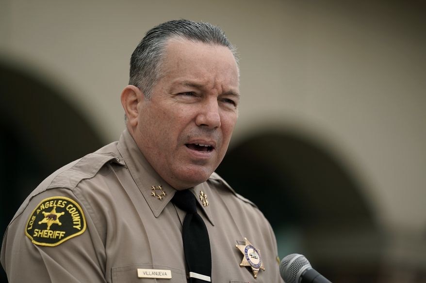 In this Sept. 10, 2020, file photo Los Angeles County Sheriff Alex Villanueva speaks at a news conference in Los Angeles. Villanueva says he will not enforce the county&#39;s vaccine mandate in his agency. Villanueva, who oversees the largest sheriff&#39;s department in the county with roughly 18,000 employees, said Thursday, Oct. 7, 2021, in a Facebook Live event that he does not plan to carry out the county&#39;s mandate, under which Los Angeles County employees had to be fully vaccinated by Oct. 1, 2021. (AP Photo/Jae C. Hong,File)