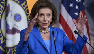 Speaker of the House Nancy Pelosi, D-Calif., speaks during a news conference at the Capitol in Washington, Tuesday, Oct. 12, 2021. (AP Photo/J. Scott Applewhite)