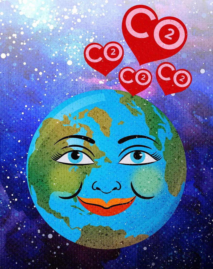 The Earth Loves CO2 (Carbon dioxide) Illustration by Greg Groesch/The Washington Times