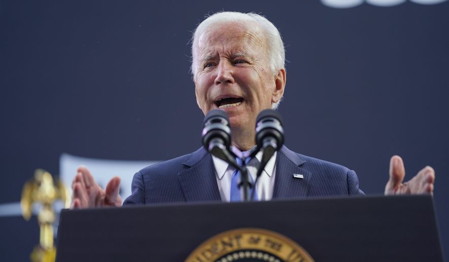 In this Friday, Oct. 15, 2021, file photo President Joe Biden speaks at the dedication of the Dodd Center for Human Rights at the University of Connecticut in Storrs, Conn. (AP Photo/Evan Vucci)