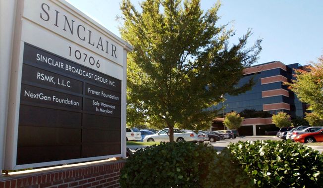 In this Oct. 12, 2004, photo, Sinclair Broadcast Group, Inc.&#x27;s headquarters stands in Hunt Valley, Md. Sinclair Broadcast Group said Monday, Oct. 18, 2021, that it&#x27;s suffered a data breach and is still working to determine what information the data contained. The Baltimore company owns and/or operates 21 regional sports network and owns, operates and/or provides services to 185 television stations in 86 markets. (AP Photo/Steve Ruark) **FILE**