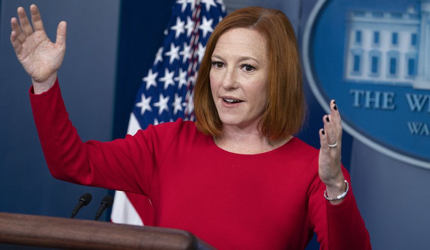 White House press secretary Jen Psaki speaks during a briefing at the White House, Tuesday, Oct. 19, 2021, in Washington. (AP Photo/Evan Vucci)