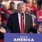 Former President Donald Trump speaks at a rally at the Lorain County Fairgrounds, Saturday, June 26, 2021, in Wellington, Ohio. (AP Photo/Tony Dejak)