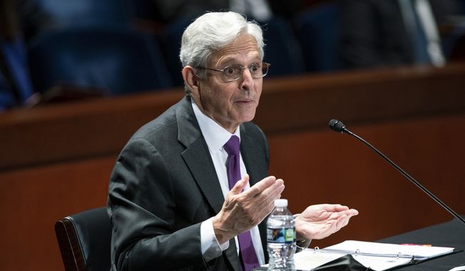Attorney General Merrick Garland testifies during a House Judiciary Committee oversight hearing of the Department of Justice on Thursday, Oct. 21, 2021, on Capitol Hill in Washington. (Greg Nash/Pool via AP) ** FILE **