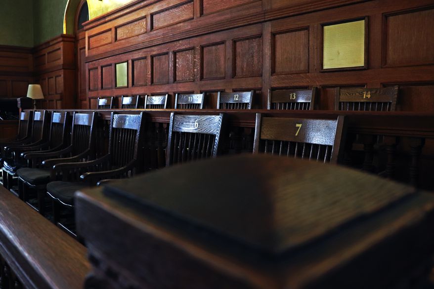 Jury box, courtroom. Photo credit: Crazy City Lady via Shutterstock. *FILE*