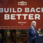 President Joe Biden delivers remarks at NJ Transit Meadowlands Maintenance Complex to promote his &amp;quot;Build Back Better&amp;quot; agenda, Monday, Oct. 25, 2021, in Kearny, N.J. (AP Photo/Evan Vucci)
