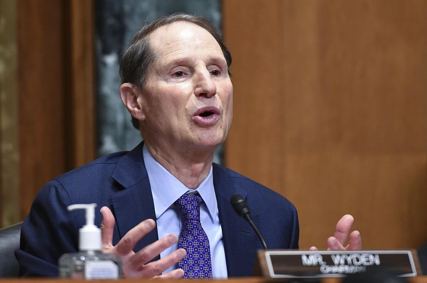 Sen. Ron Wyden, D-Ore., speaks during a Senate Finance Committee hearing on Tuesday, Oct. 19, 2021, on Capitol Hill in Washington. (Mandel Ngan/Pool via AP) ** FILE **