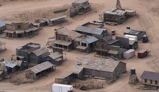 This Oct. 23, 2021, photo, shows the Bonanza Creek Ranch in Santa Fe, N.M., where actor Alec Baldwin pulled the trigger on a prop gun while filming “Rust” and unwittingly killed a cinematographer and injured a director. Experts predict a tremendous legal fallout. (AP Photo/Jae C. Hong) **FILE**