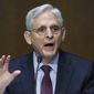 Attorney General Merrick Garland testifies before a Senate Judiciary Committee hearing examining the Department of Justice on Capitol Hill in Washington, Wednesday, Oct. 27, 2021. (Tasos Katopodis/Pool via AP)