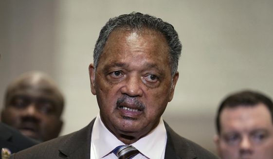 The Rev. Jesse Jackson speaks during a news conference after the verdict was read in the trial of former Minneapolis police Officer Derek Chauvin, Tuesday, April 20, 2021, in Minneapolis, in the death of George Floyd. (AP Photo/John Minchillo, File)