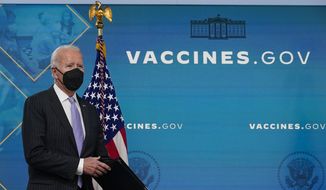 President Joe Biden arrives to speak about the newly approved COVID-19 vaccine for children ages 5-11 from the South Court Auditorium on the White House complex in Washington, Wednesday, Nov. 3, 2021. U.S. health officials on Tuesday gave the final sign-off to Pfizer&#x27;s kid-size COVID-19 shot, a milestone that opens a major expansion of the nation&#x27;s vaccination campaign to children as young as 5. (AP Photo/Susan Walsh)