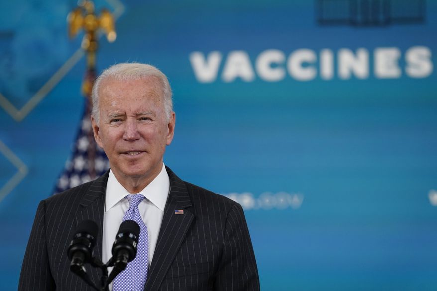 President Joe Biden talks about the newly approved COVID-19 vaccine for children ages 5-11 from the South Court Auditorium on the White House complex in Washington, Wednesday, Nov. 3, 2021. U.S. health officials on Tuesday gave the final sign-off to Pfizer&#39;s kid-size COVID-19 shot, a milestone that opens a major expansion of the nation&#39;s vaccination campaign to children as young as 5. (AP Photo/Susan Walsh) **FILE**