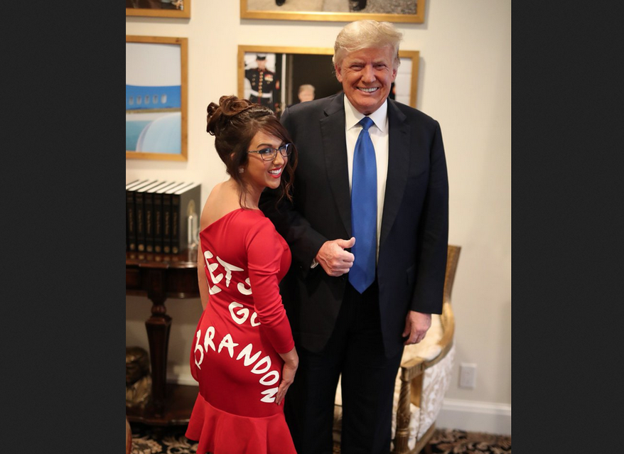 Rep. Lauren Boebert, Colorado Republican, is shown here with former President Donald Trump in this photo taken via screen capture fromm Ms. Boebert&#x27;s Twitter account. (Twitter.com/LaurenBoebert) [https://twitter.com/laurenboebert/status/1456425970806763520]