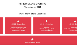 Screen capture from the website for Miniso USA, the U.S. subsidiary of Chinese discount retailer Miniso. (https://minisousaonline.com/)