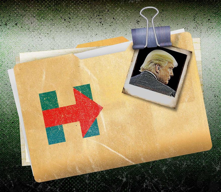 The Hillary Dossier on Trump and Russian Collusion Illustration by Greg Groesch/The Washington Times