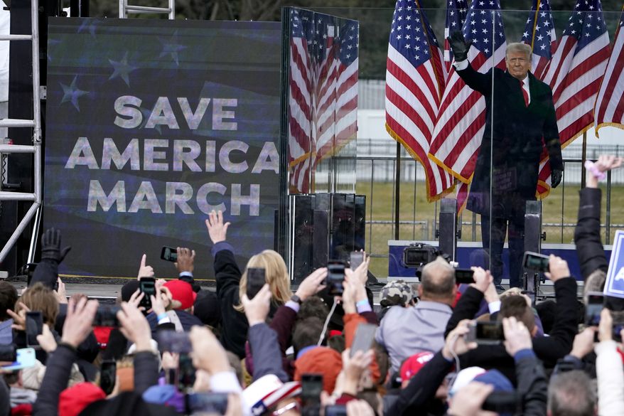 President Donald Trump arrives to speak at a rally in Washington, on Jan. 6, 2021. (AP Photo/Jacquelyn Martin) ** FILE **