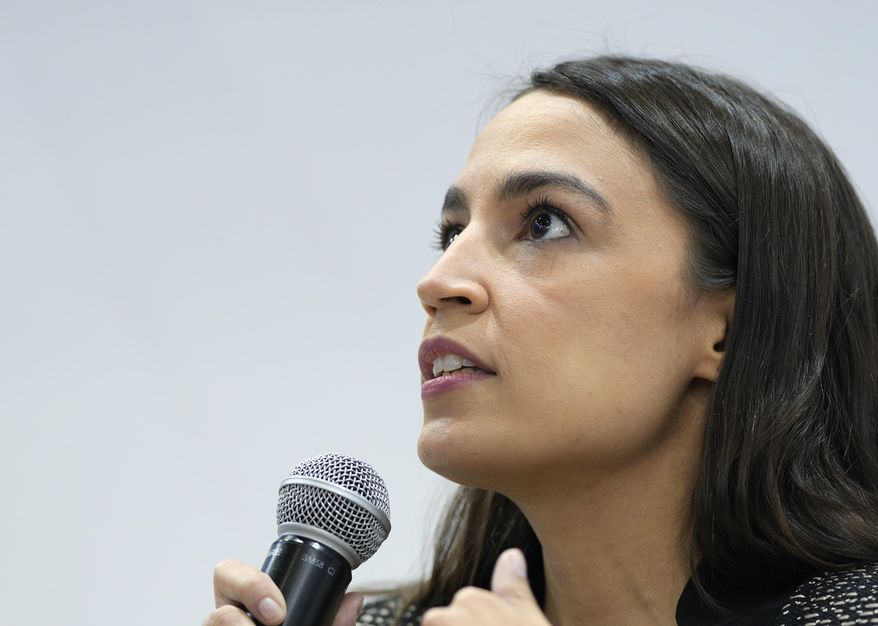 U.S. Rep. Alexandria Ocasio-Cortez speaks at an event at the US Climate Action Center at the COP26 U.N. Climate Summit in Glasgow, Scotland, Tuesday, Nov. 9, 2021. (AP Photo/Alastair Grant) **FILE**