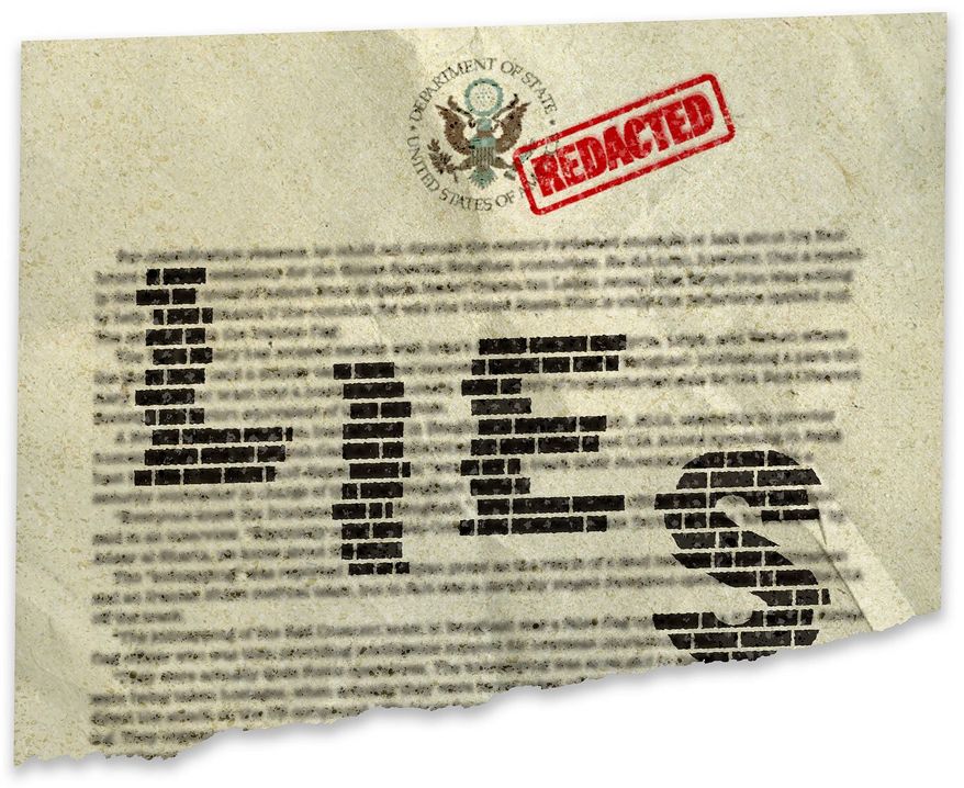 U.S. Government Redaction Lies Illustration by Greg Groesch/The Washington Times