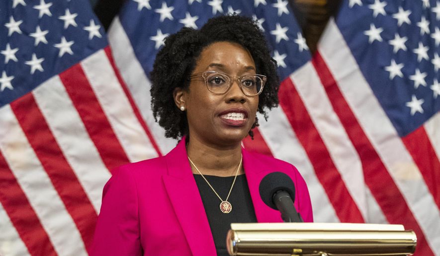 Rep. Lauren Underwood, D-Ill., speaks during a news conference on June 24, 2020, in Washington. She had surgery on Thursday, Nov. 11, 2021, in Chicago to remove uterine fibroids and will spend the “coming weeks” recovering in Illinois, her office said. (AP Photo/Manuel Balce Ceneta, File)
