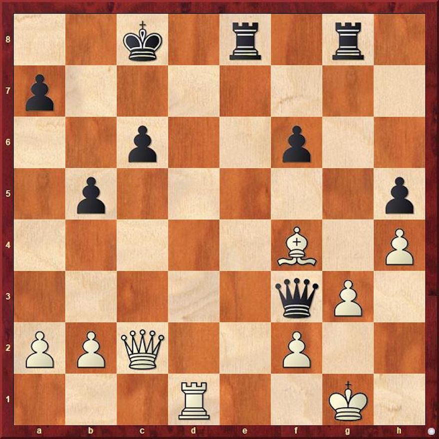 Firouzja-Bluebaum after 27...Qf3.