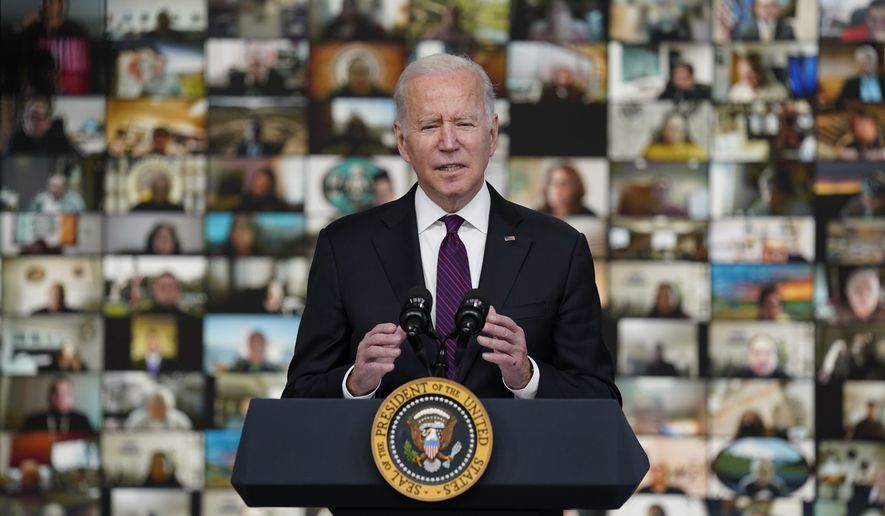 President Joe Biden speaks during a Tribal Nations Summit during Native American Heritage Month, in the South Court Auditorium on the White House campus, Monday, Nov. 15, 2021, in Washington. (AP Photo/Evan Vucci)