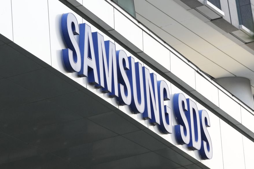 A logo of Samsung SDS is seen at its headquarters in Seoul, South Korea, Monday, Nov. 15, 2021. (AP Photo/Ahn Young-joon) ** FILE **