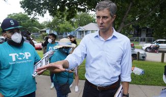 Democrat Beto O&#39;Rourke speaks to Texas Organizing Project volunteers preparing to canvass a neighborhood in this June 9, 2021, photo. O’Rourke is running for governor of Texas. The former El Paso congressman announced his decision Monday, Nov. 15. (AP Photo/LM Otero) **FILE**