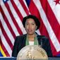 Washington Mayor Muriel Bowser speaks at a news conference on March 15, 2021, in Washington. (AP Photo/Andrew Harnik) **FILE**
