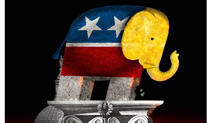 Illustration on overestimating Republicans in Congress by Alexander Hunter/The Washington Times