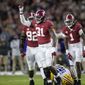 Alabama linebacker Will Anderson Jr. (31) celebrates a defensive stop against LSU during the first half of an NCAA college football game, Saturday, Nov. 6, 2021, in Tuscaloosa, Ala. (AP Photo/Vasha Hunt) **FILE**